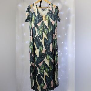 Leaf Print Maxi Dress